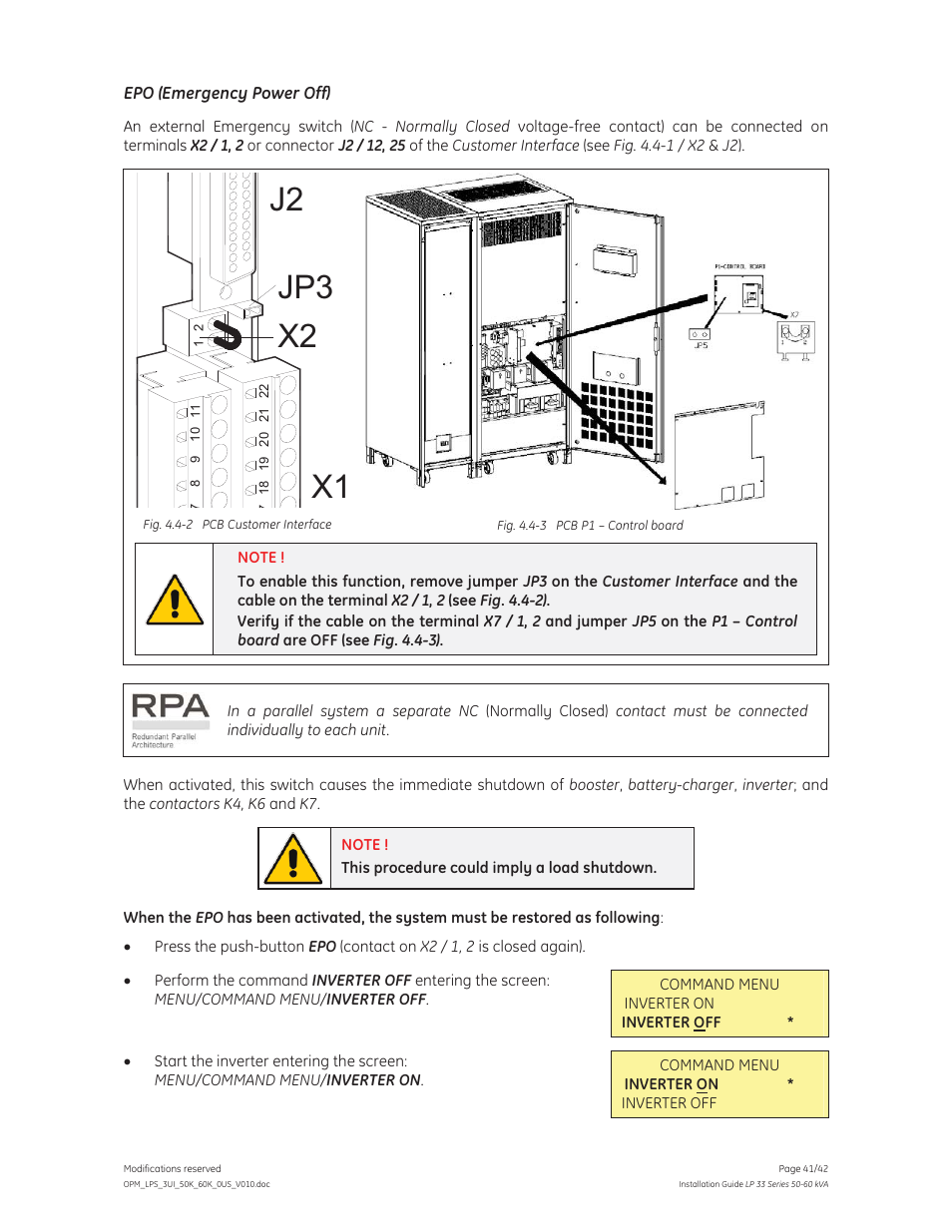 J2 x1, Jp3 x2 | GE Industrial Solutions LP 33 Series 50 & 60 kVA Installation Guide User Manual | Page 41 / 42