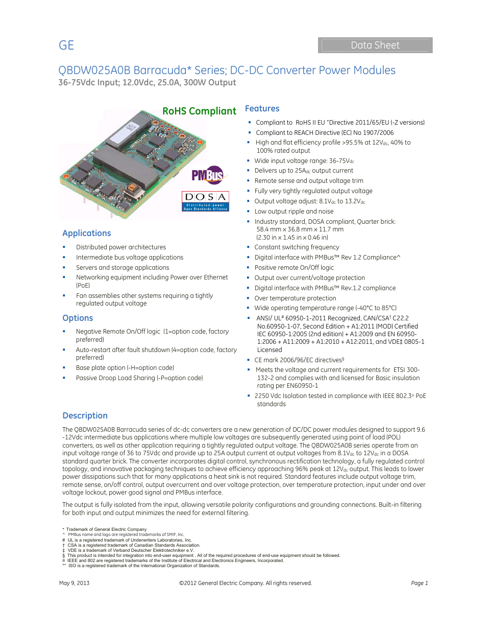 GE Industrial Solutions QBDW025A0B Barracuda Series User Manual | 32 pages