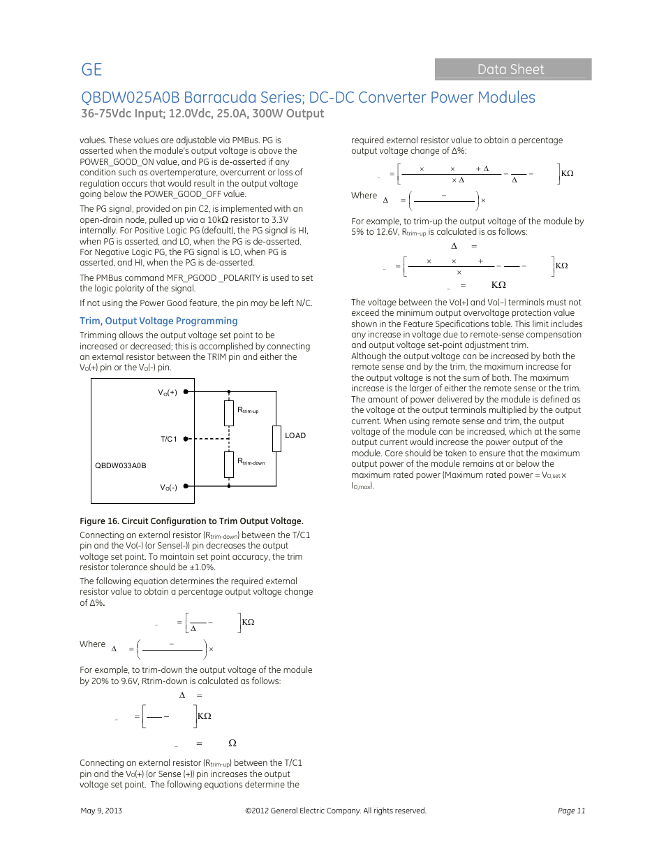 Data sheet | GE Industrial Solutions QBDW025A0B Barracuda Series User Manual | Page 11 / 32