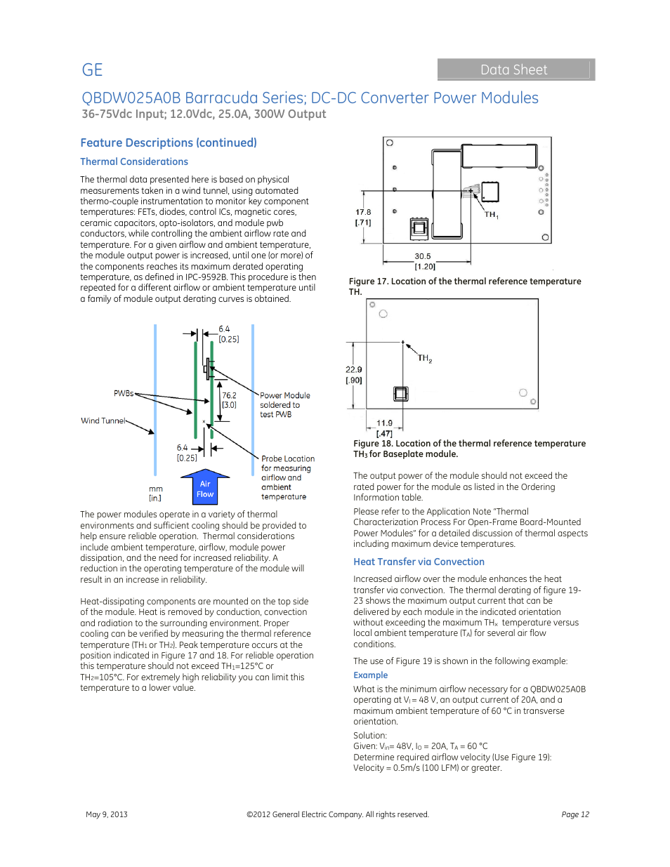 Data sheet, Feature descriptions (continued) | GE Industrial Solutions QBDW025A0B Barracuda Series User Manual | Page 12 / 32