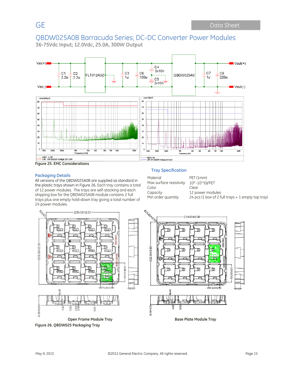 Data sheet | GE Industrial Solutions QBDW025A0B Barracuda Series User Manual | Page 15 / 32