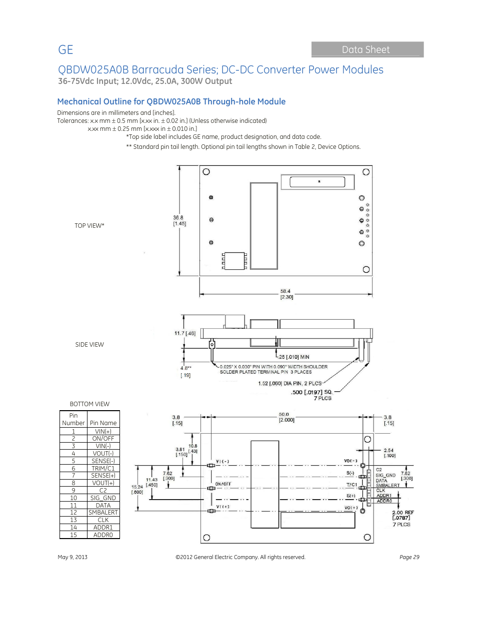 Data sheet | GE Industrial Solutions QBDW025A0B Barracuda Series User Manual | Page 29 / 32