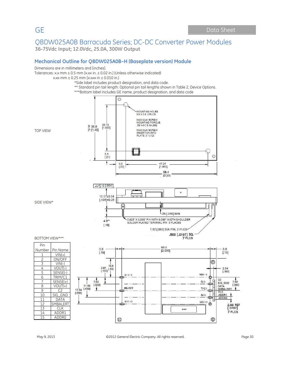 Data sheet | GE Industrial Solutions QBDW025A0B Barracuda Series User Manual | Page 30 / 32