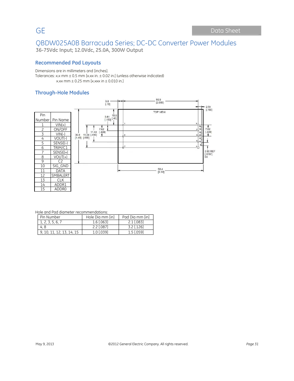 Data sheet | GE Industrial Solutions QBDW025A0B Barracuda Series User Manual | Page 31 / 32