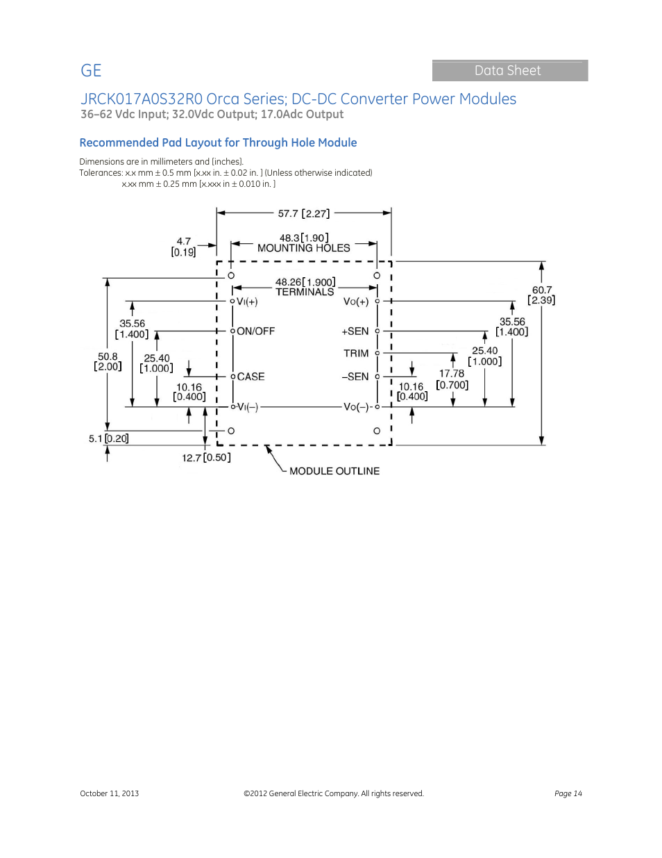 GE Industrial Solutions JRCK017A0S32R0 Orca Series User Manual | Page 14 / 15