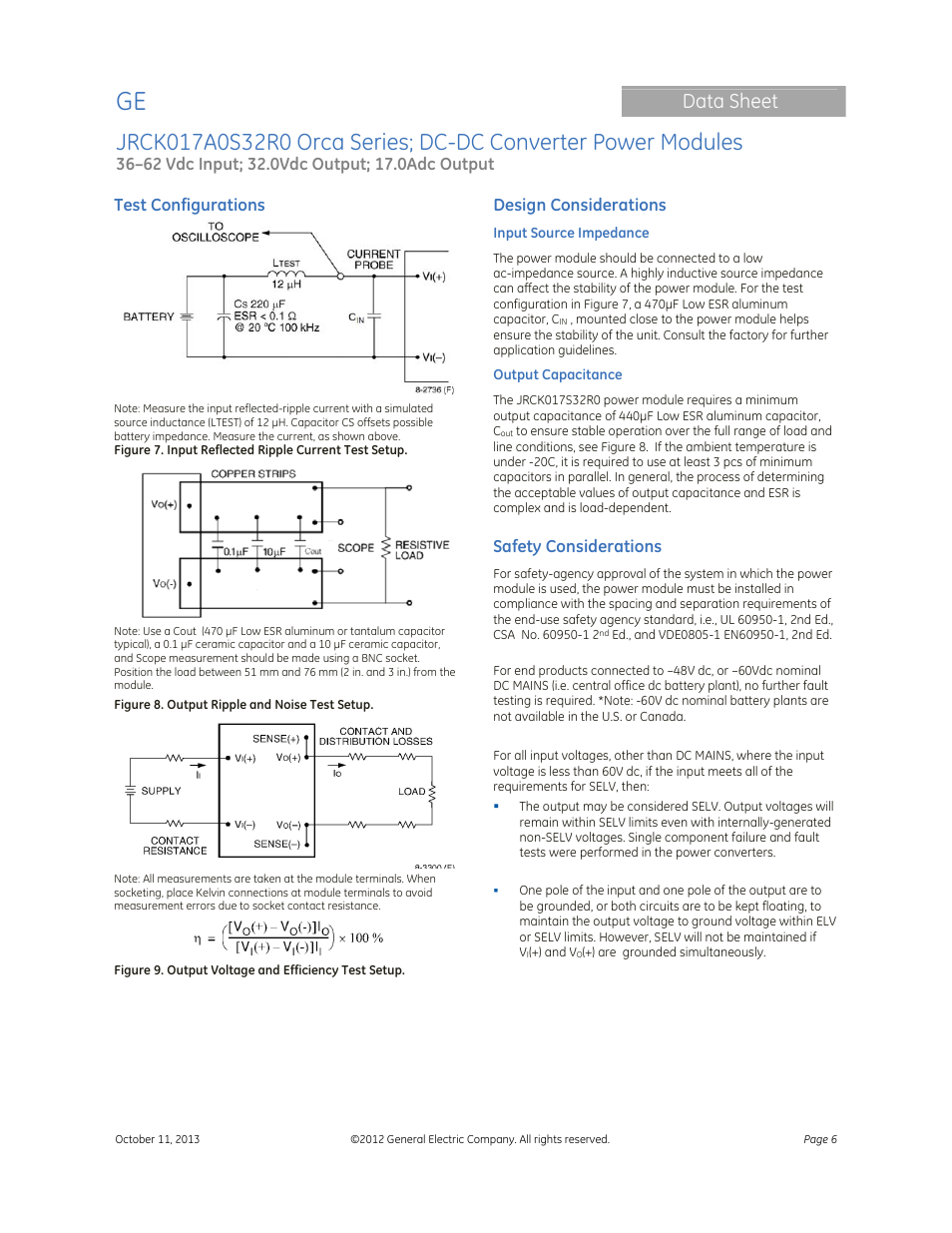 Data sheet | GE Industrial Solutions JRCK017A0S32R0 Orca Series User Manual | Page 6 / 15