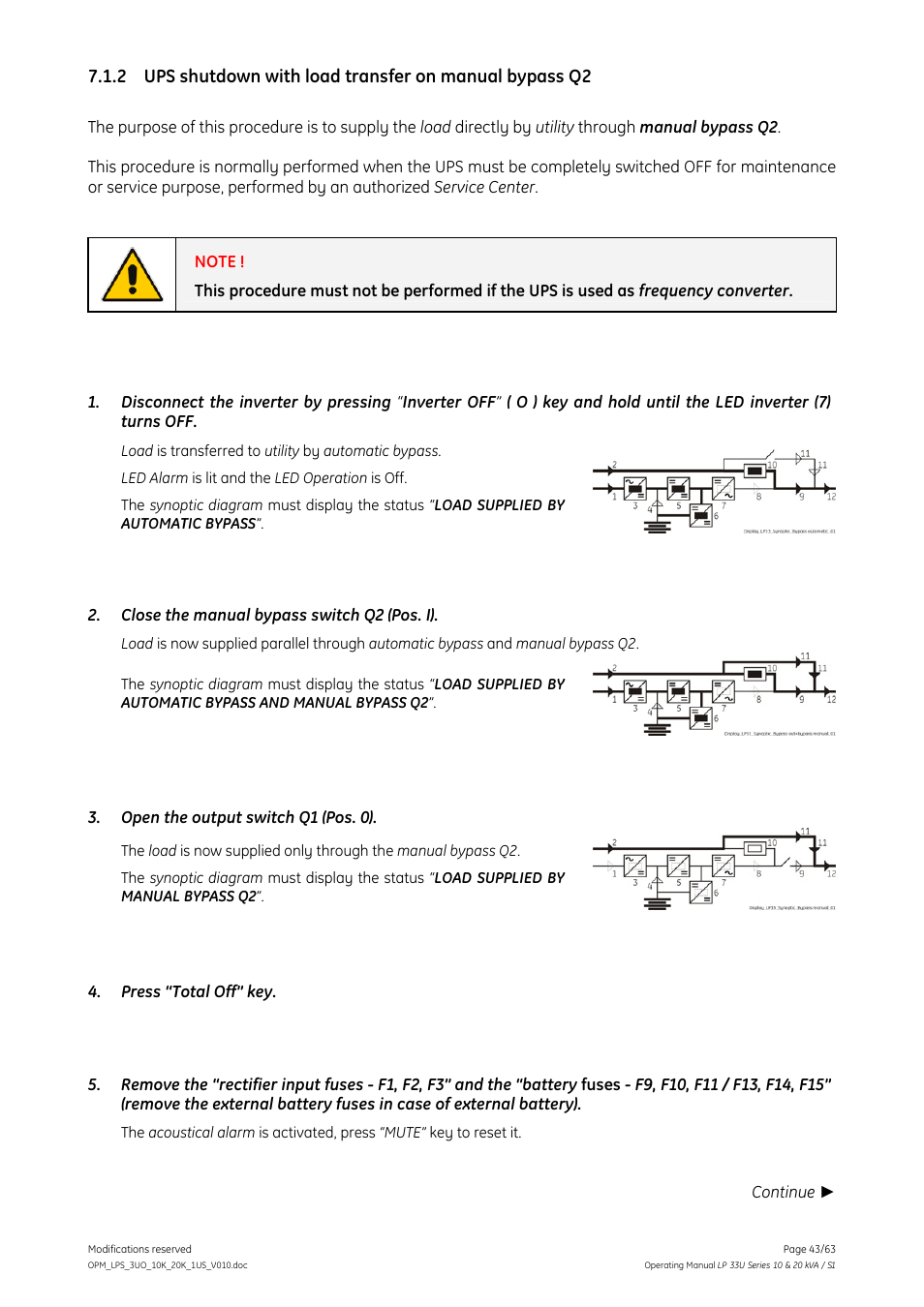 GE Industrial Solutions LP 33U Series 10 & 20 kVA Operating Manual User Manual | Page 43 / 63