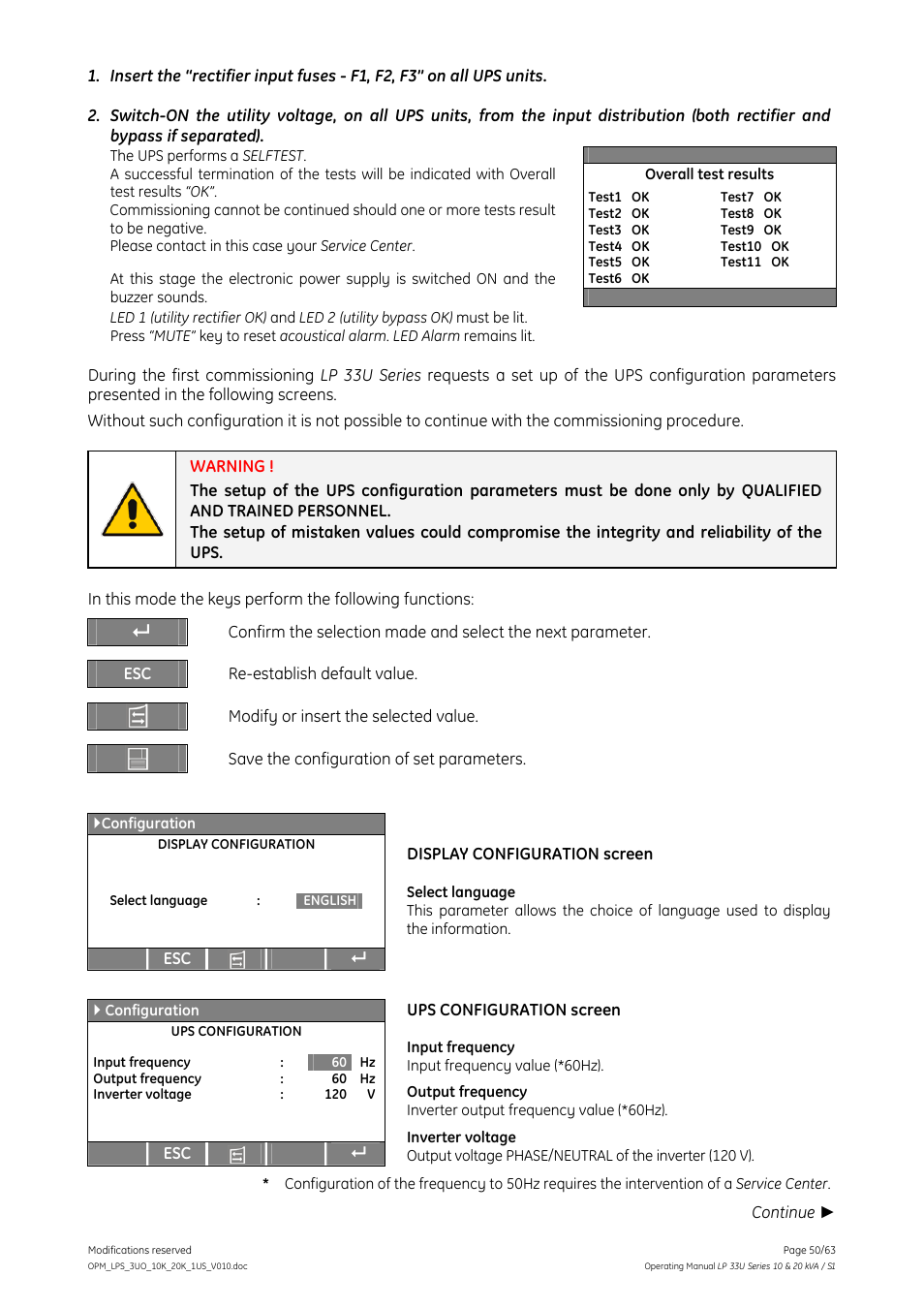GE Industrial Solutions LP 33U Series 10 & 20 kVA Operating Manual User Manual | Page 50 / 63