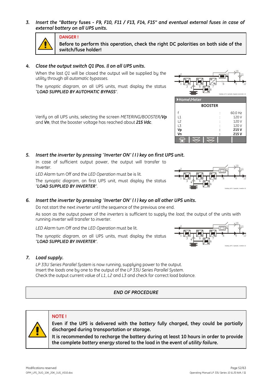 GE Industrial Solutions LP 33U Series 10 & 20 kVA Operating Manual User Manual | Page 52 / 63
