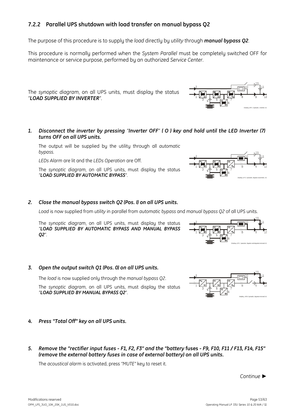 GE Industrial Solutions LP 33U Series 10 & 20 kVA Operating Manual User Manual | Page 53 / 63