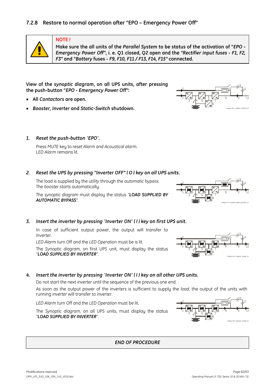 GE Industrial Solutions LP 33U Series 10 & 20 kVA Operating Manual User Manual | Page 60 / 63