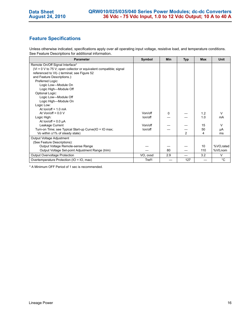 GE Industrial Solutions QRW010-025-035-040 Series User Manual | Page 16 / 37