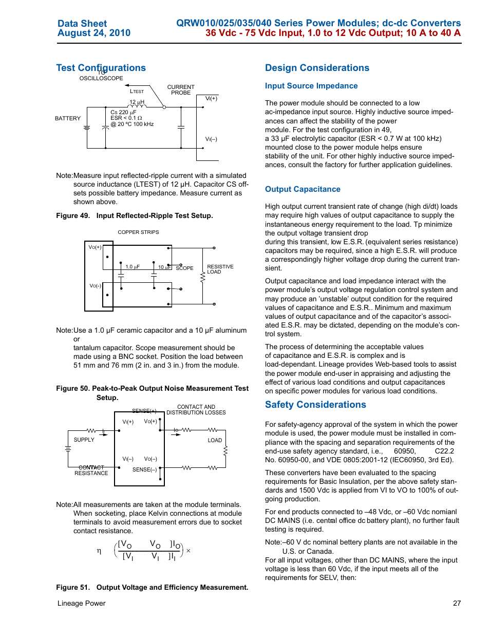 Design considerations, Safety considerations | GE Industrial Solutions QRW010-025-035-040 Series User Manual | Page 27 / 37