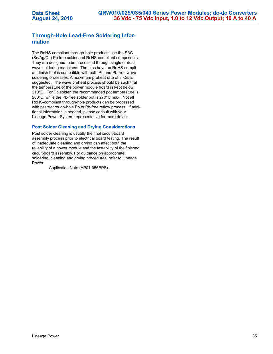 GE Industrial Solutions QRW010-025-035-040 Series User Manual | Page 35 / 37