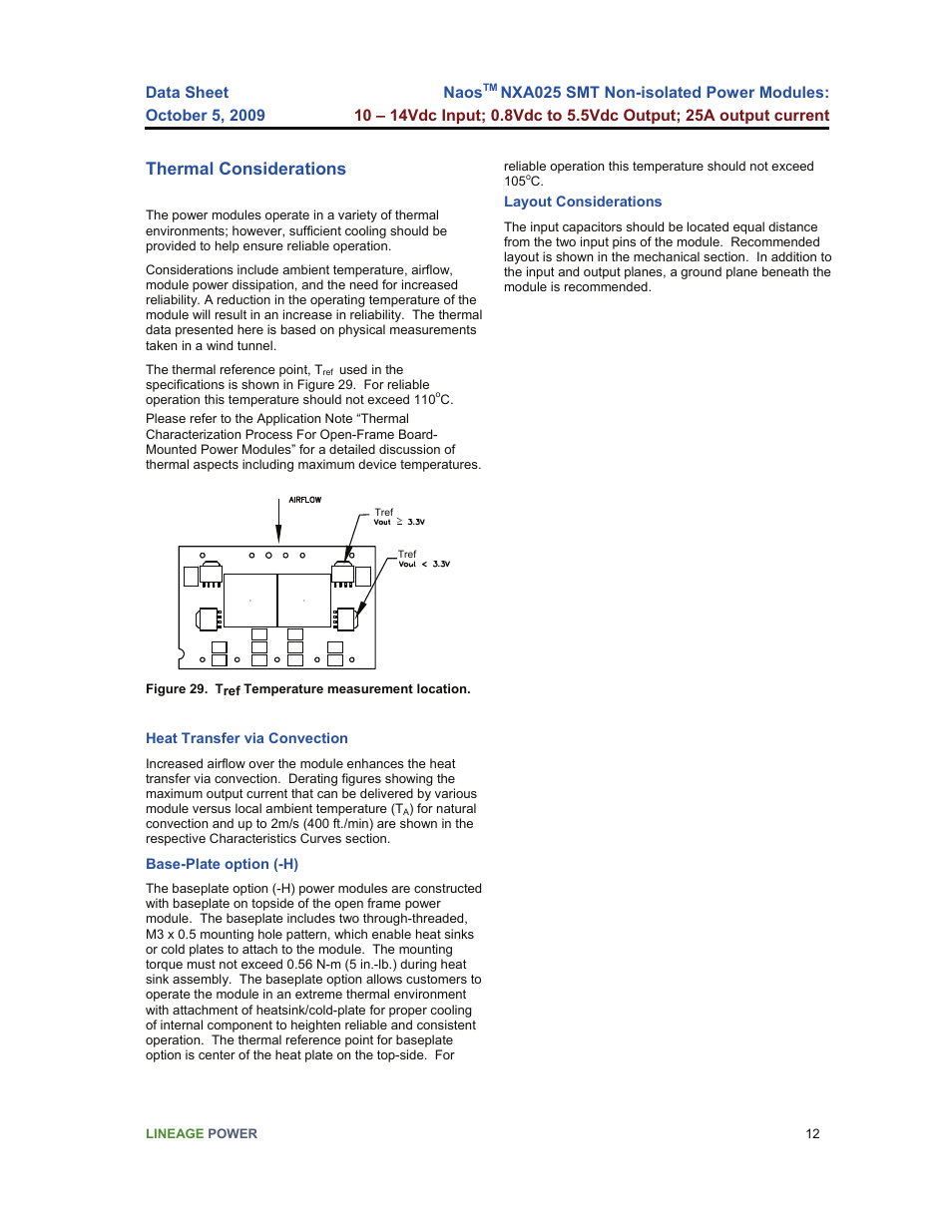 Thermal considerations | GE Industrial Solutions NaOS NXA025 SMT User Manual | Page 12 / 21