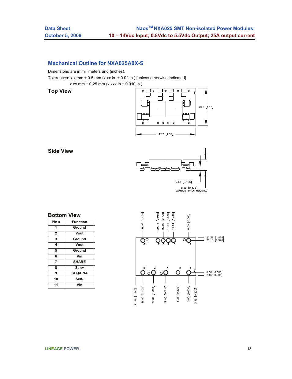 GE Industrial Solutions NaOS NXA025 SMT User Manual | Page 13 / 21