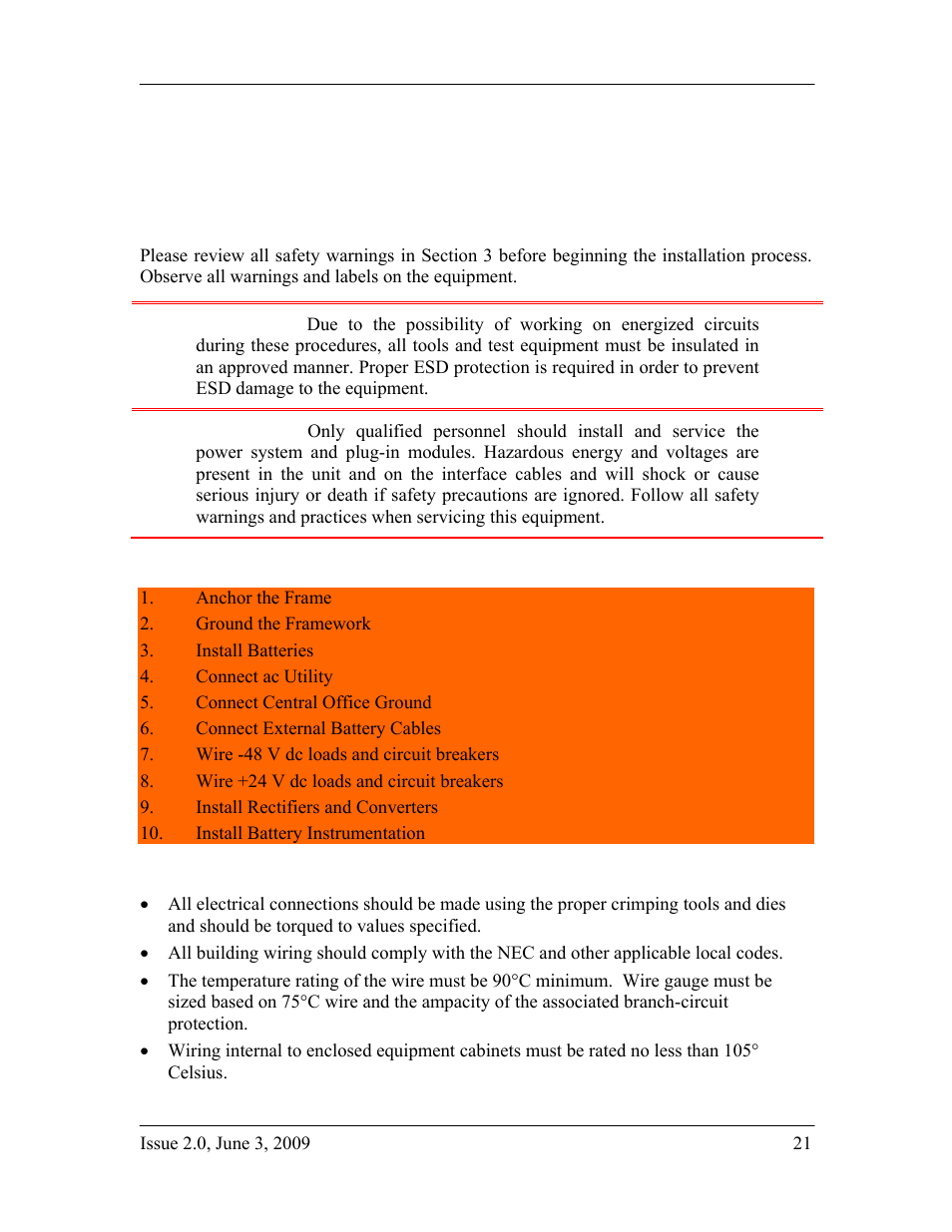 Installation, Installation sequence, Preparation | GE Industrial Solutions H2007001 G21 Series User Manual | Page 21 / 92