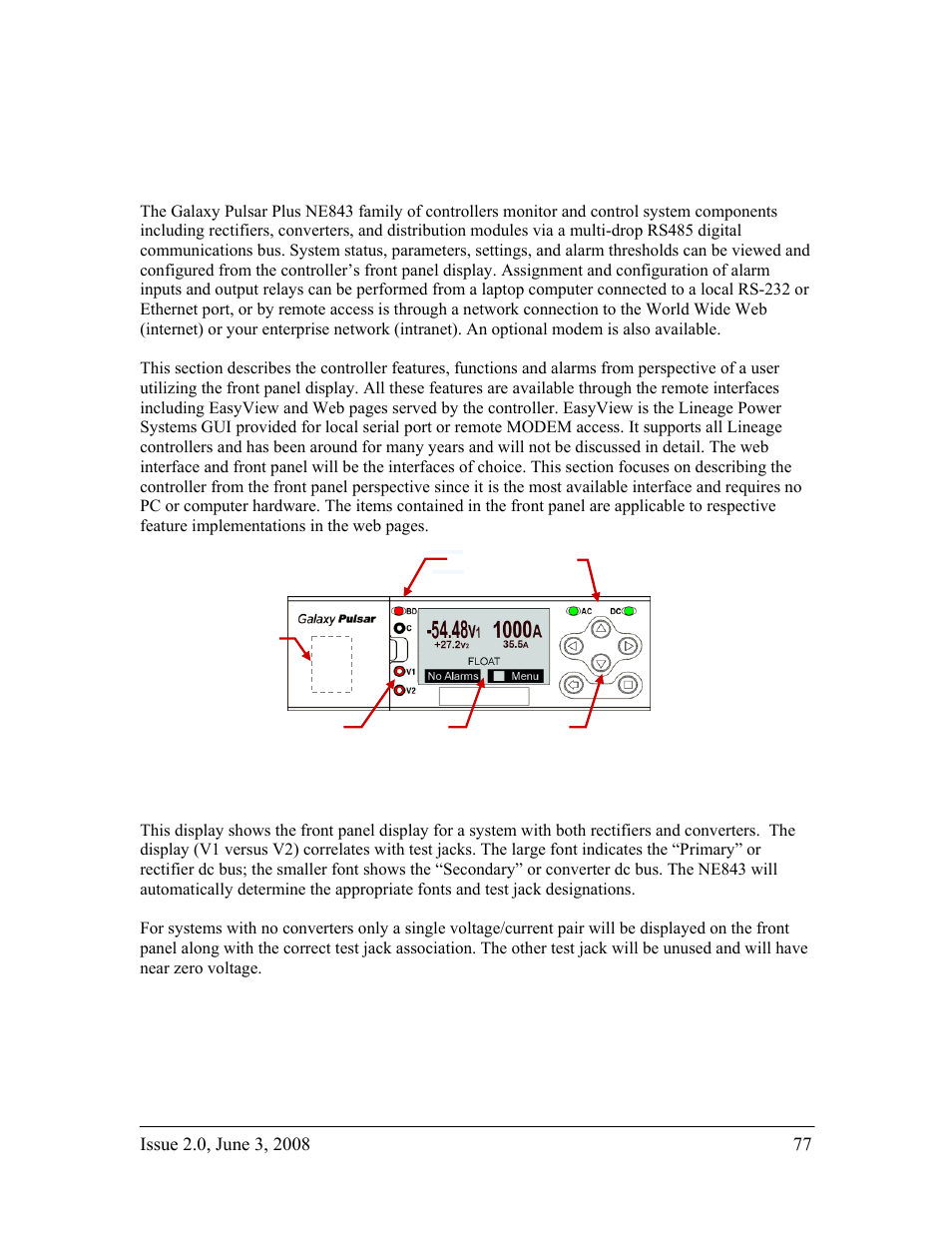 Appendix a: pulsar controller, User interface overview | GE Industrial Solutions H2007001 G21 Series User Manual | Page 77 / 92