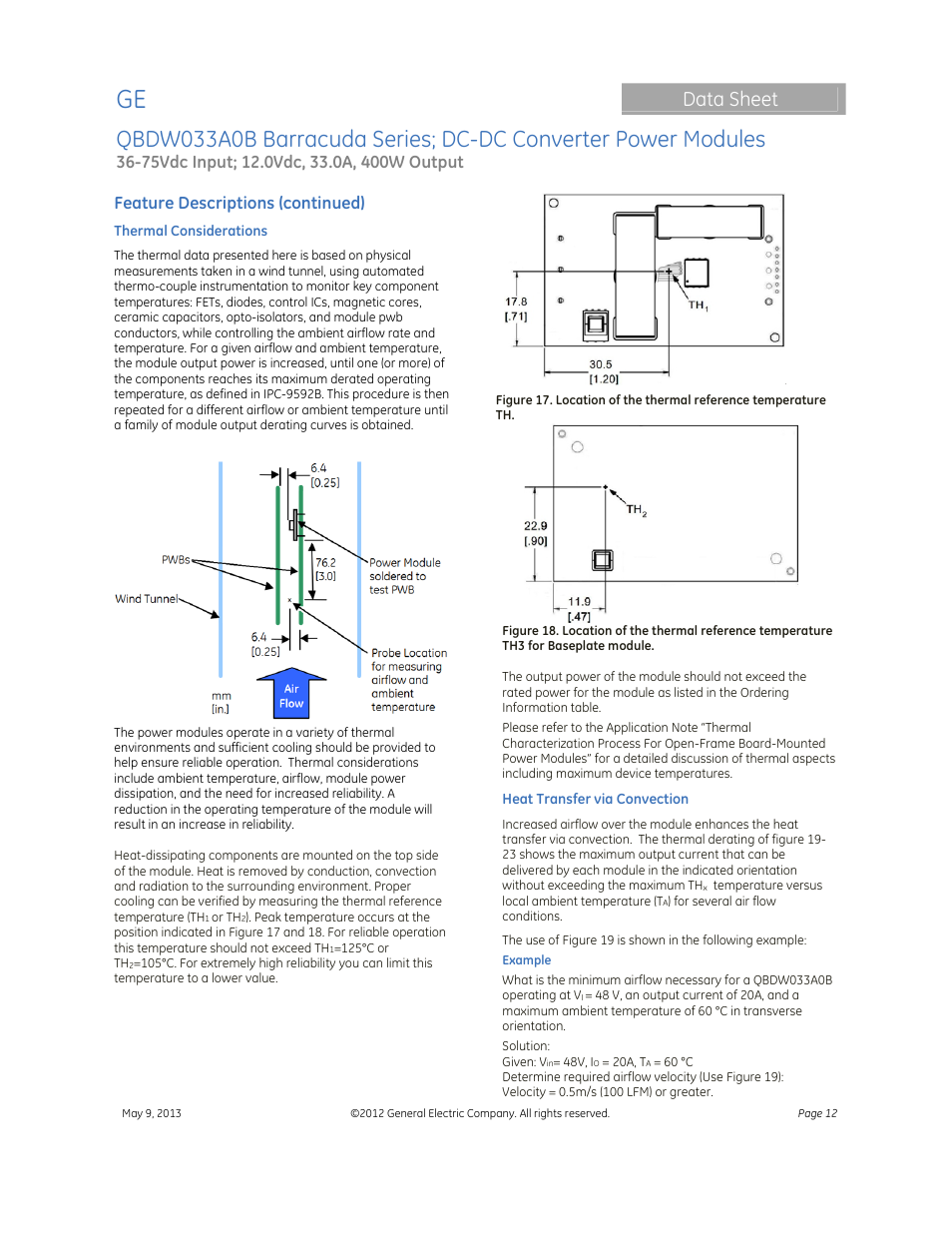 Data sheet, Feature descriptions (continued) | GE Industrial Solutions QBDW033A0B Barracuda Series User Manual | Page 12 / 32