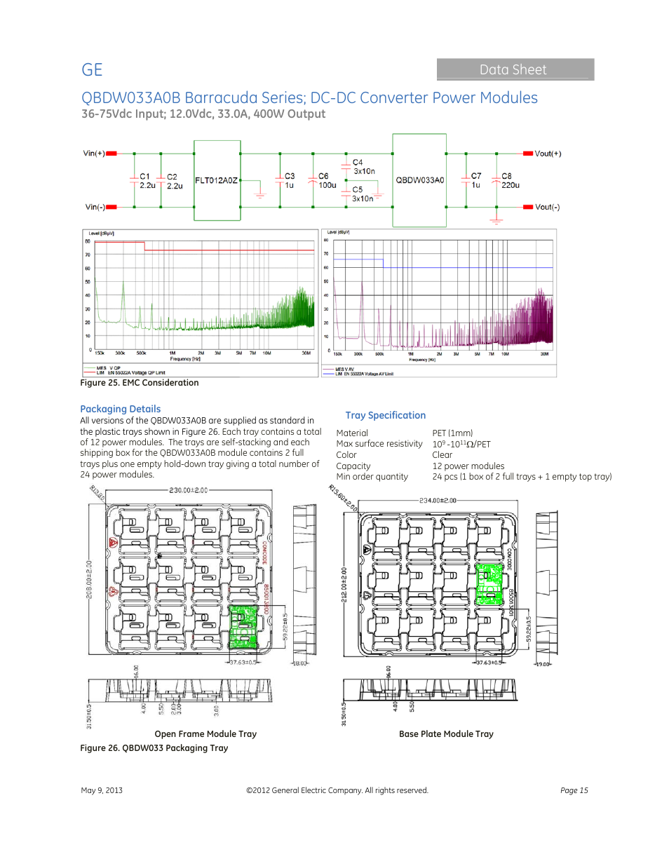Data sheet | GE Industrial Solutions QBDW033A0B Barracuda Series User Manual | Page 15 / 32
