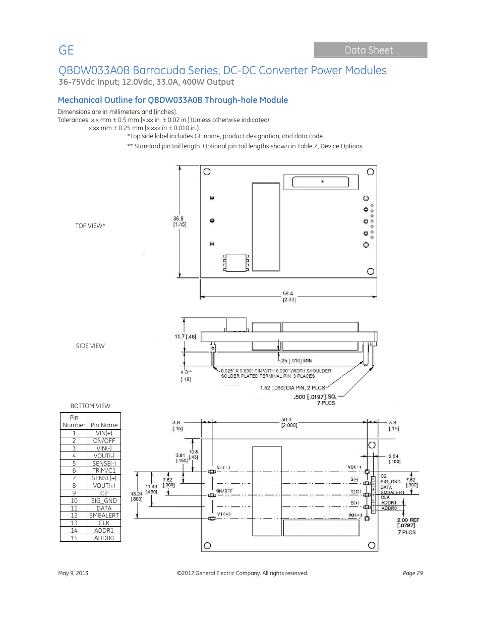 Data sheet | GE Industrial Solutions QBDW033A0B Barracuda Series User Manual | Page 29 / 32