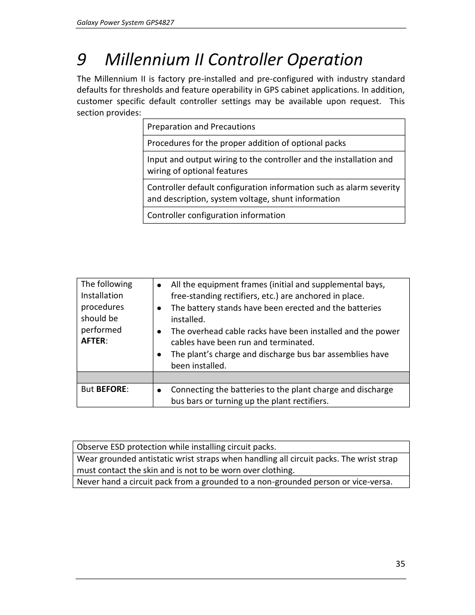 Millennium ii controller operation, 9 millennium ii controller operation | GE Industrial Solutions GPS4827 User Manual | Page 37 / 100