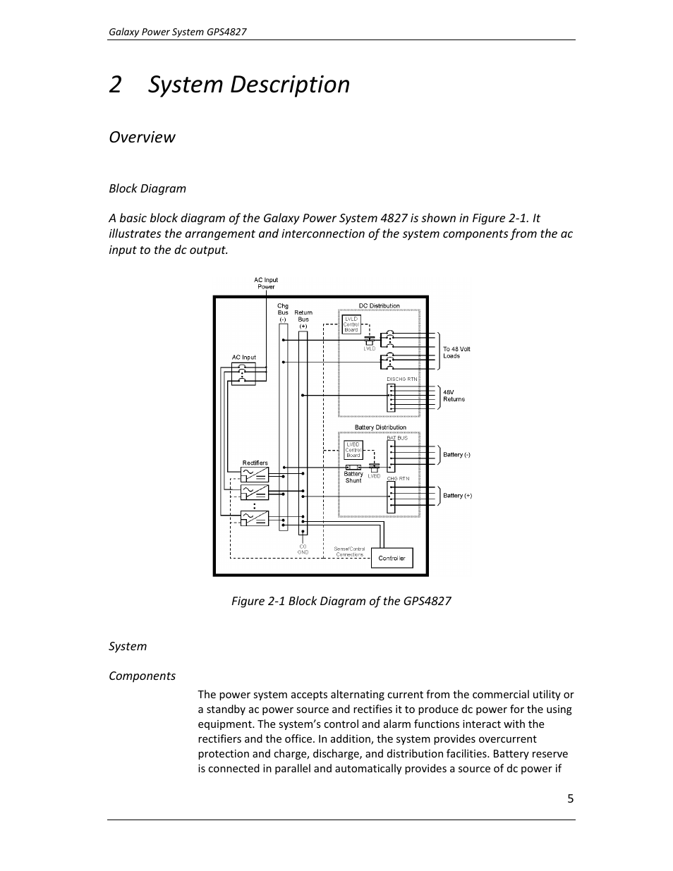 System description, Overview, 2 system description | GE Industrial Solutions GPS4827 User Manual | Page 7 / 100