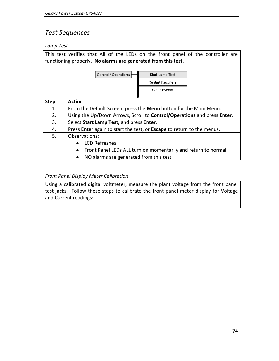 Test sequences | GE Industrial Solutions GPS4827 User Manual | Page 76 / 100