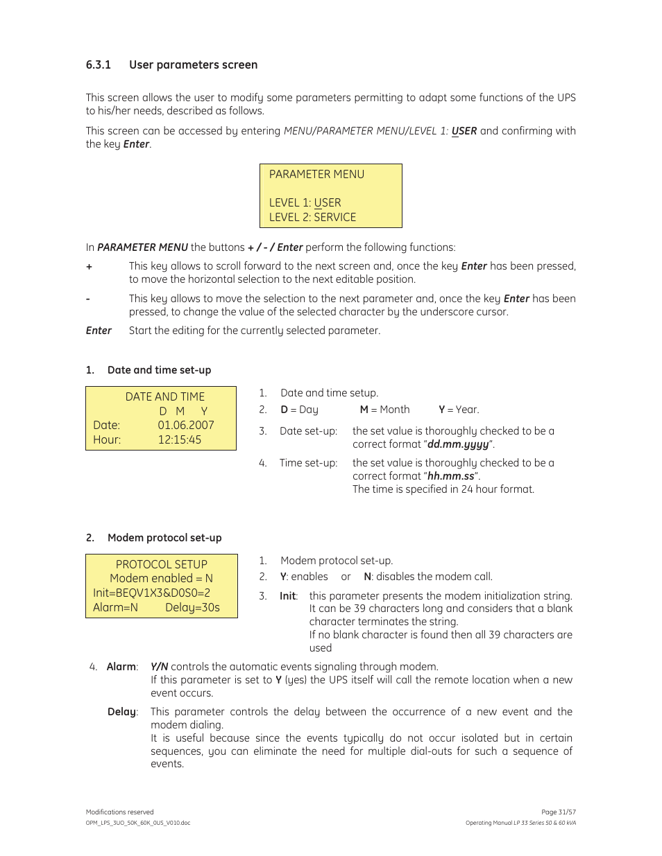 GE Industrial Solutions LP 33 Series 50 & 60 kVA Operating Manual User Manual | Page 31 / 57