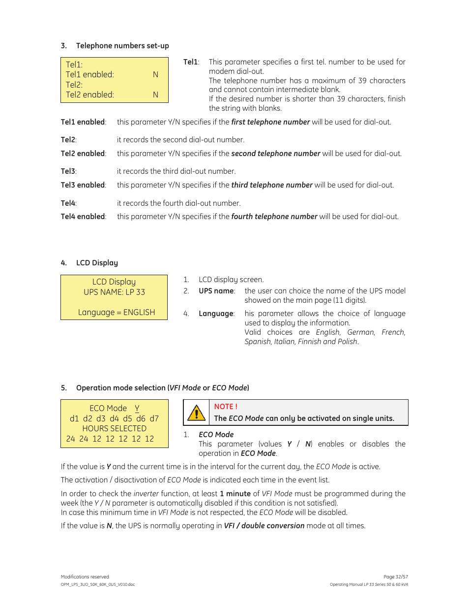 GE Industrial Solutions LP 33 Series 50 & 60 kVA Operating Manual User Manual | Page 32 / 57