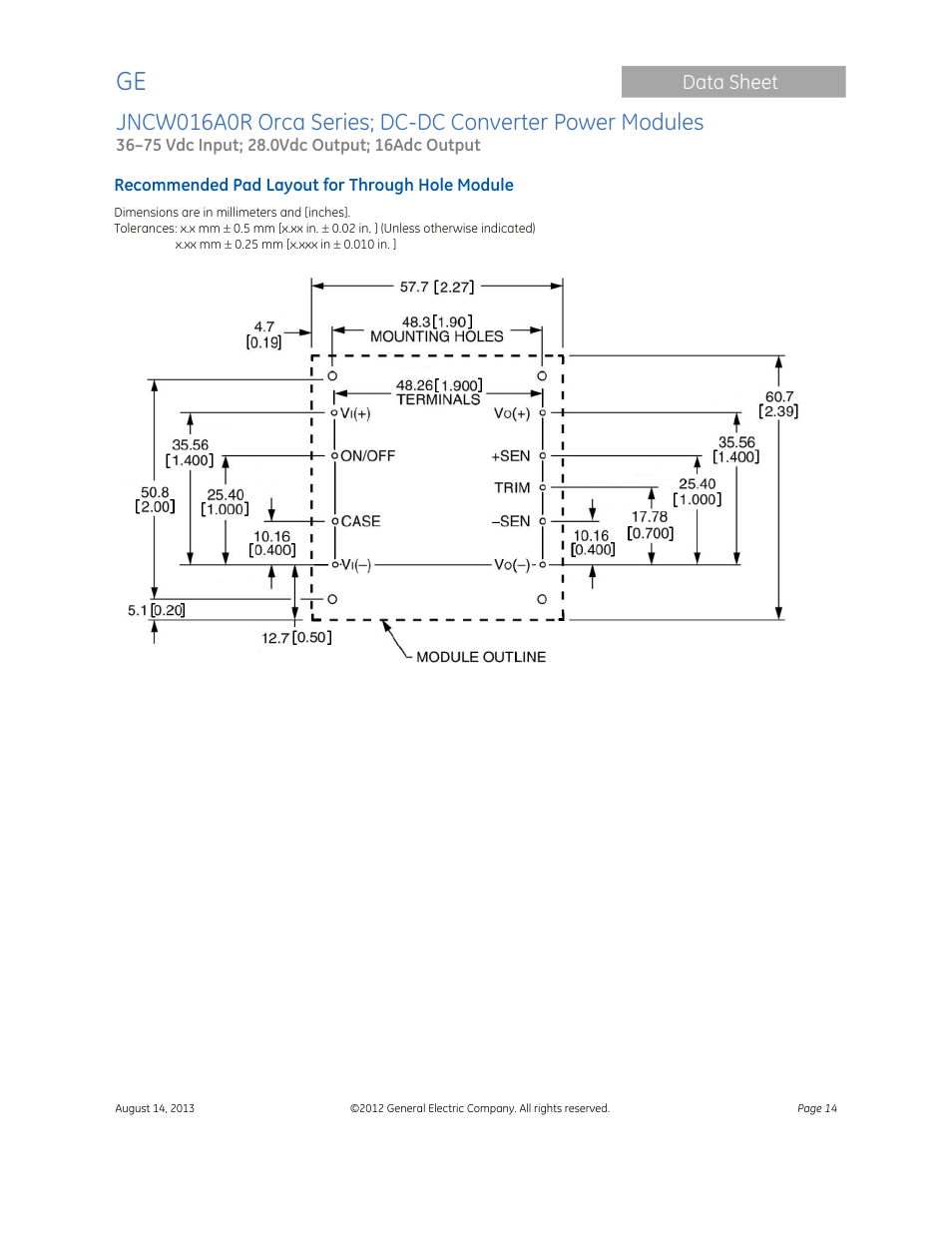 GE Industrial Solutions JNCW016A0R Orca Series User Manual | Page 14 / 15