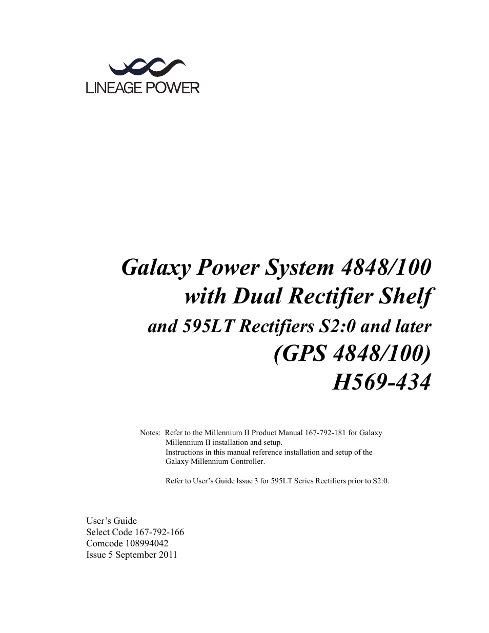 GE Industrial Solutions GPS 4848_100 Users Guide (dual rectifier shelf) User Manual | 118 pages