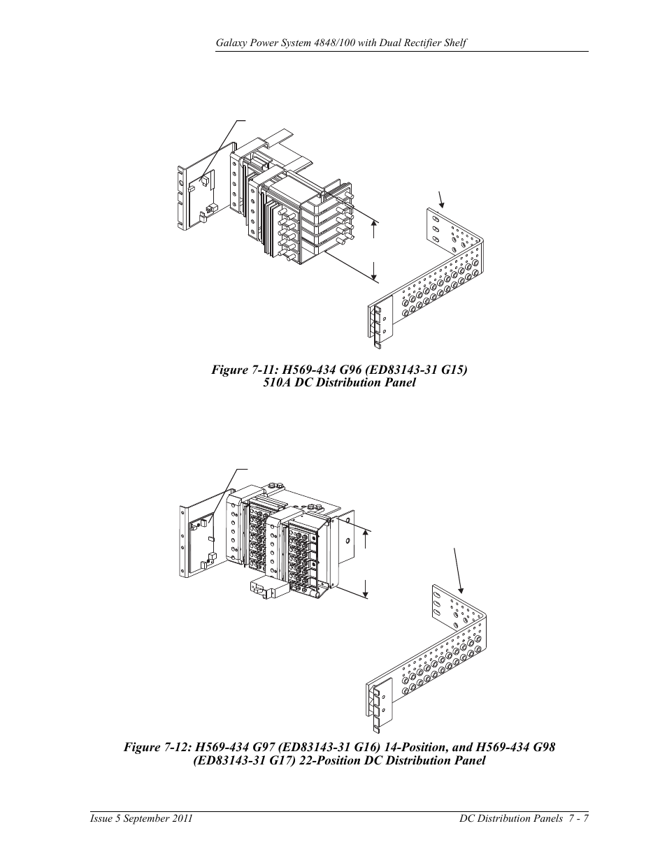 Figure 7-11: h569-434 g96 (ed83143-31 g15), 510a dc distribution panel | GE Industrial Solutions GPS 4848_100 Users Guide (dual rectifier shelf) User Manual | Page 57 / 118