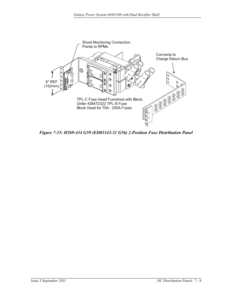 Tribution panel | GE Industrial Solutions GPS 4848_100 Users Guide (dual rectifier shelf) User Manual | Page 59 / 118