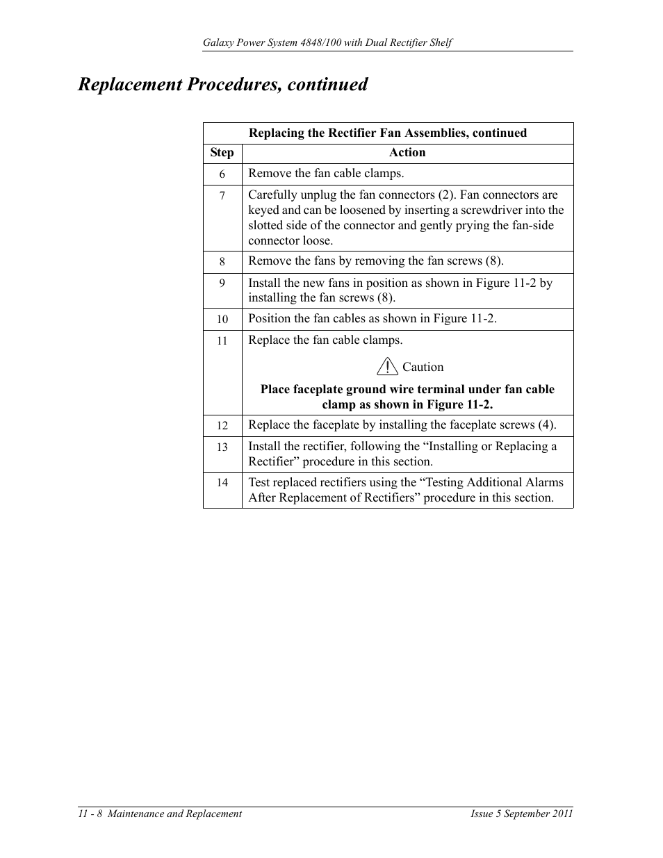 Replacement procedures, continued | GE Industrial Solutions GPS 4848_100 Users Guide (dual rectifier shelf) User Manual | Page 80 / 118