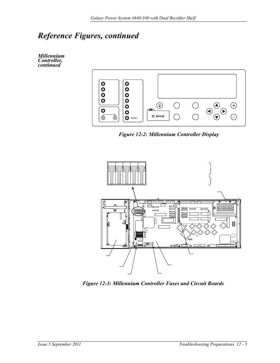 Figure 12-2: millennium controller display, Reference figures, continued | GE Industrial Solutions GPS 4848_100 Users Guide (dual rectifier shelf) User Manual | Page 91 / 118