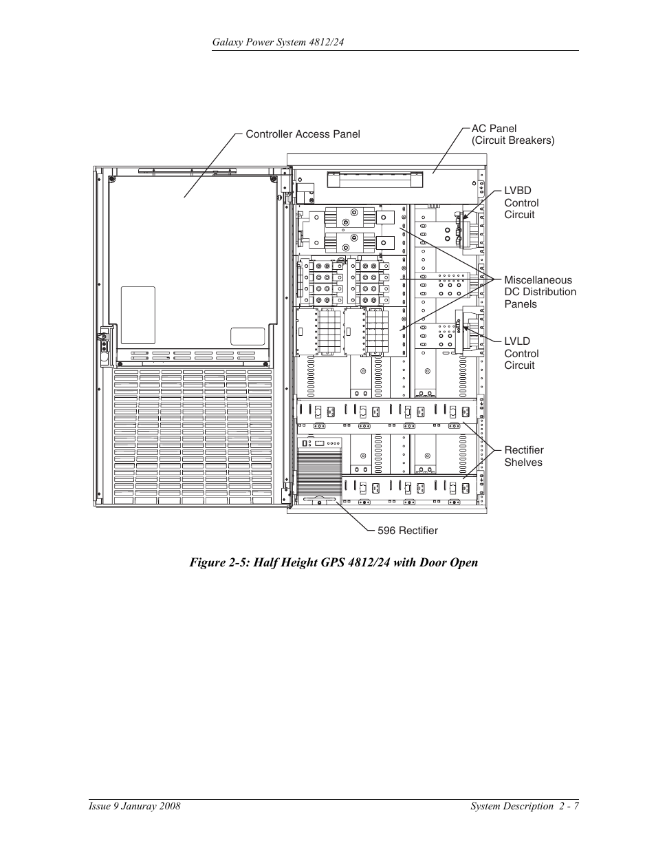 Figure 2-5: half height gps 4812/24 with door open | GE Industrial Solutions GPS 4812_24 User Manual | Page 27 / 126