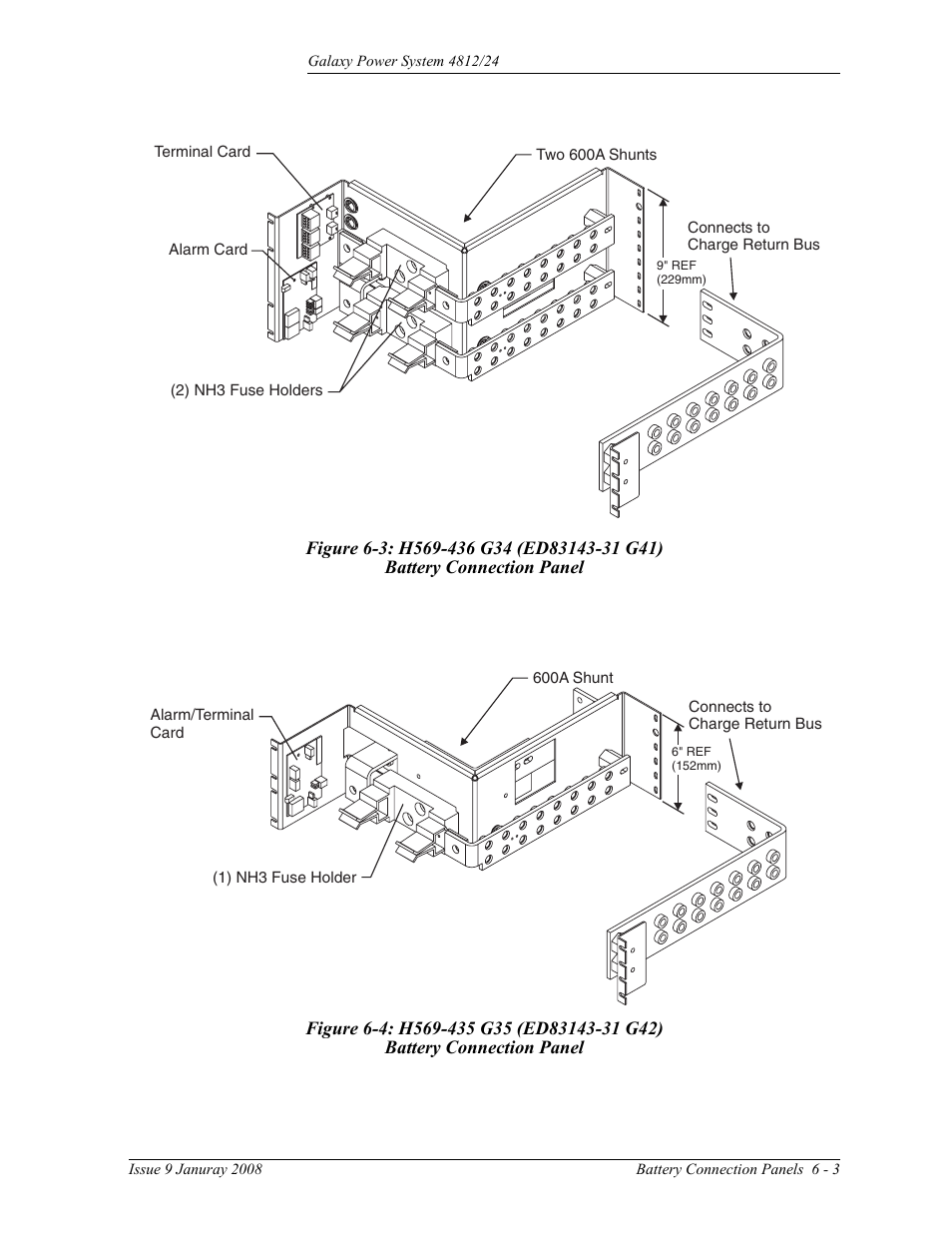 Figure 6-3: h569-436 g34 (ed83143-31 g41), Battery connection panel, Figure 6-4: h569-435 g35 (ed83143-31 g42) | GE Industrial Solutions GPS 4812_24 User Manual | Page 47 / 126
