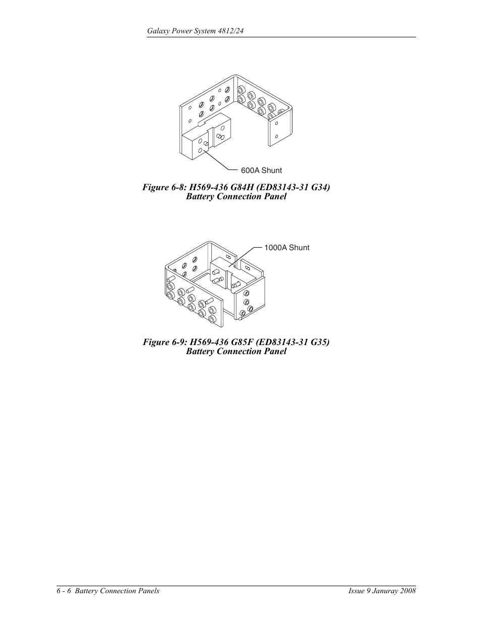 Figure 6-8: h569-436 g84h (ed83143-31 g34), Battery connection panel, Figure 6-9: h569-436 g85f (ed83143-31 g35) | GE Industrial Solutions GPS 4812_24 User Manual | Page 50 / 126