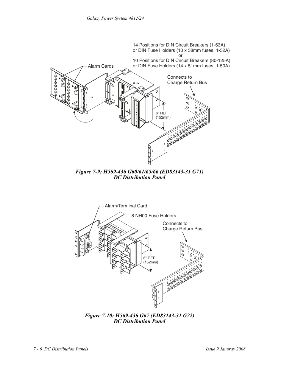 Figure 7-9: h569-436 g60/61/65/66 (ed83143-31 g71), Dc distribution panel, Figure 7-10: h569-436 g67 (ed83143-31 g22) | GE Industrial Solutions GPS 4812_24 User Manual | Page 58 / 126