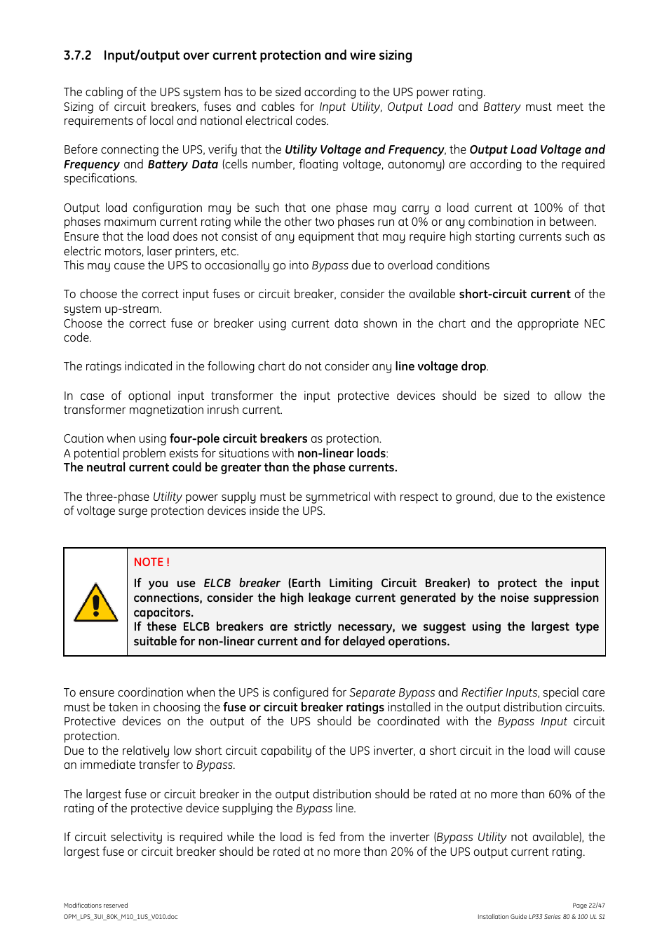 GE Industrial Solutions LP33 Series 80 & 100 Installation Guide User Manual | Page 22 / 47