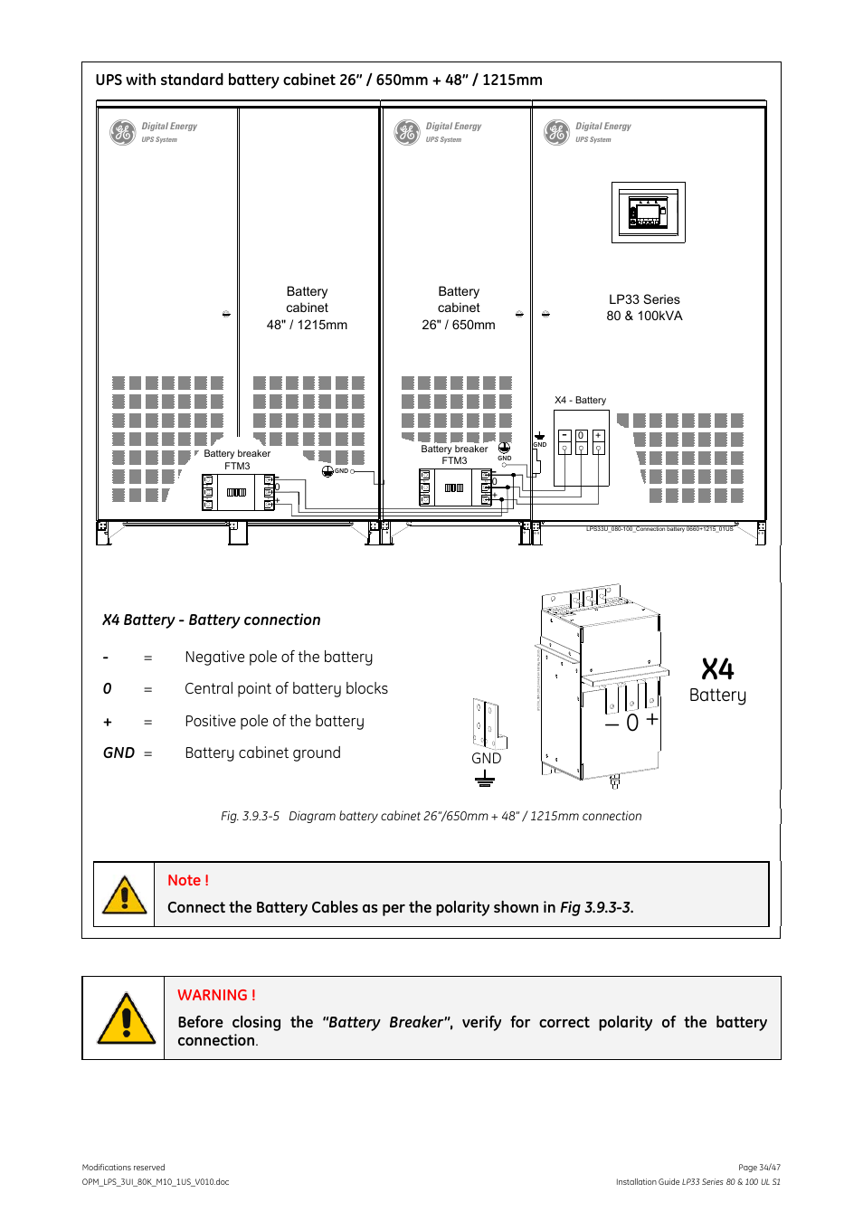 Battery | GE Industrial Solutions LP33 Series 80 & 100 Installation Guide User Manual | Page 34 / 47