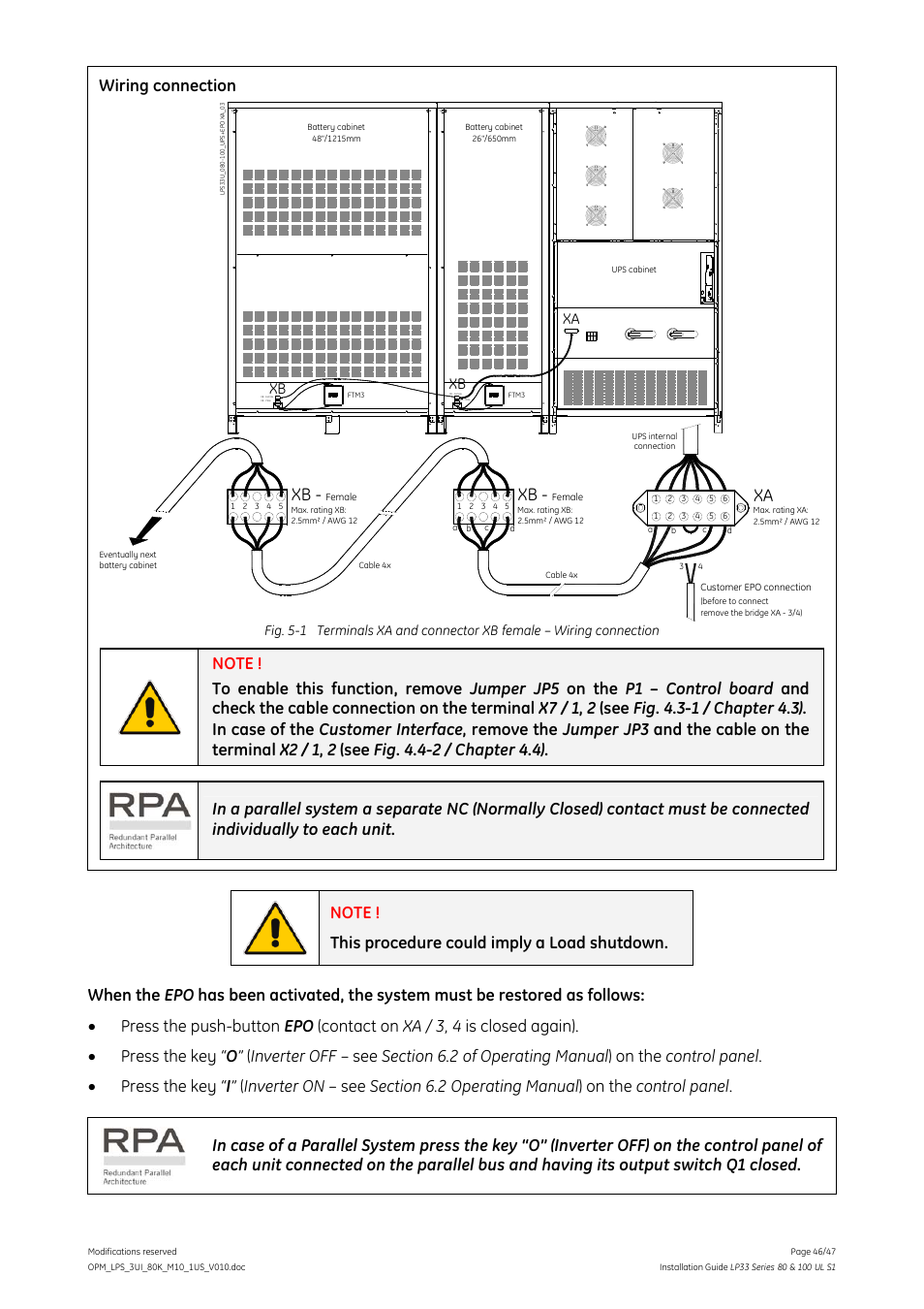 Wiring connection | GE Industrial Solutions LP33 Series 80 & 100 Installation Guide User Manual | Page 46 / 47