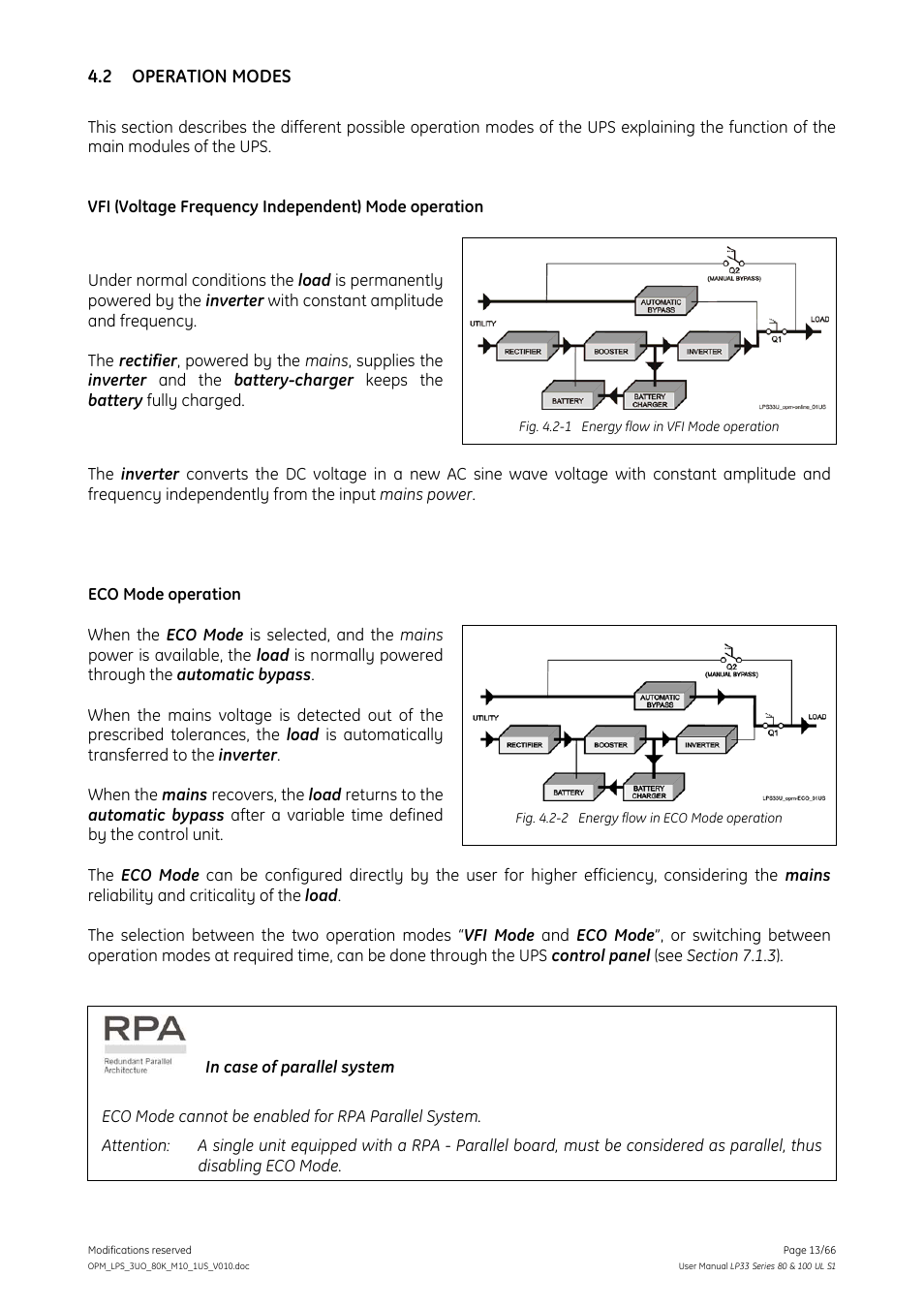 2 operation modes, Operation modes | GE Industrial Solutions LP33 Series 80 & 100 User Manual User Manual | Page 13 / 66
