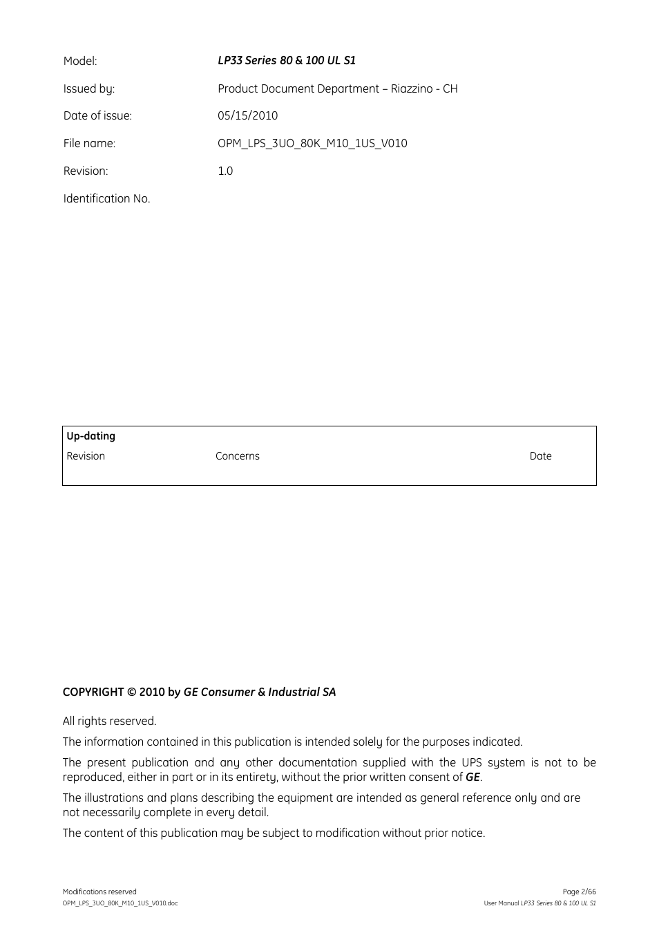 GE Industrial Solutions LP33 Series 80 & 100 User Manual User Manual | Page 2 / 66