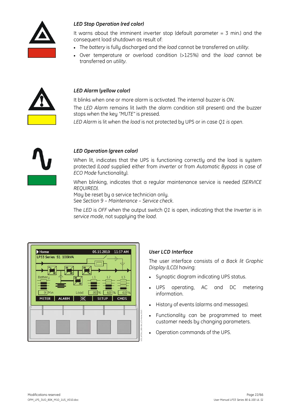 GE Industrial Solutions LP33 Series 80 & 100 User Manual User Manual | Page 22 / 66