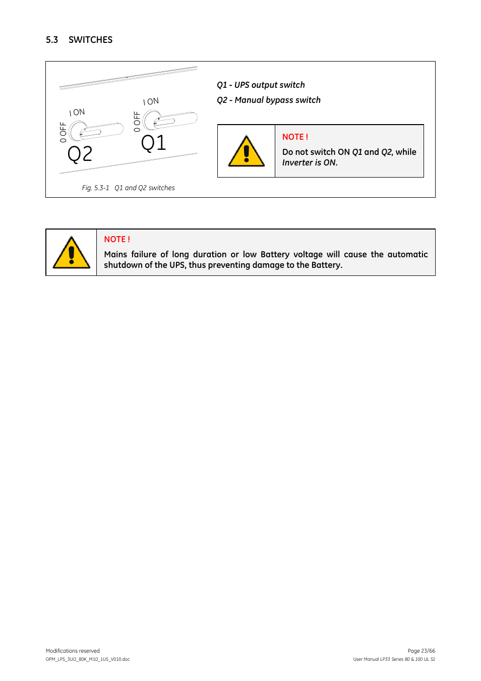 3 switches, Switches | GE Industrial Solutions LP33 Series 80 & 100 User Manual User Manual | Page 23 / 66