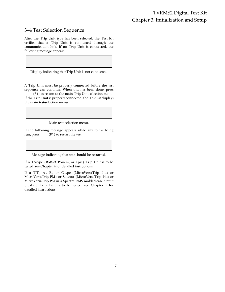 3–4 test selection sequence | GE Industrial Solutions TVRMS2 Digital Test Kit User Manual | Page 13 / 28