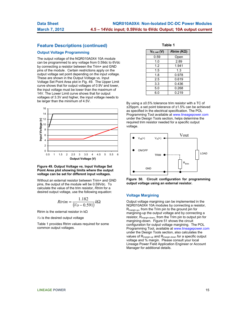 Feature descriptions, Continued), Vout | GE Industrial Solutions NQR010A0X4 User Manual | Page 15 / 20