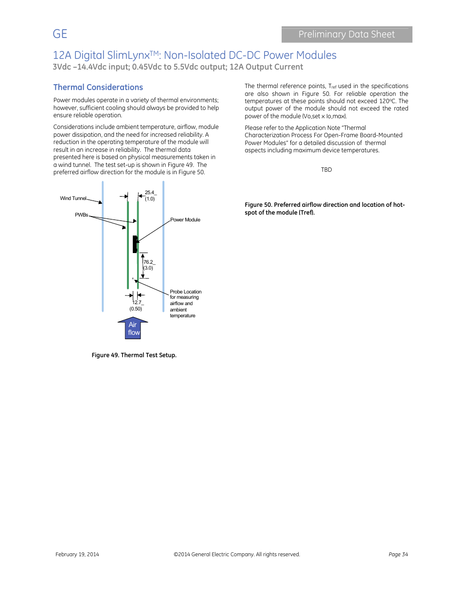 12a digital slimlynx, Non-isolated dc-dc power modules, Preliminary data sheet | GE Industrial Solutions 12A Digital SlimLynx User Manual | Page 34 / 40